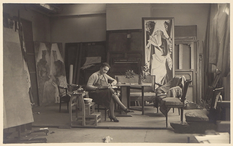 Natalia Goncharova at her studio on Rue Visconti
